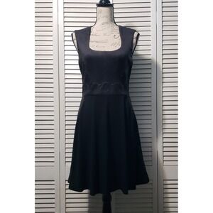 Liberty Garden Faux Suede Sleeveless Dress Womens Medium Black Faux Leather Trim